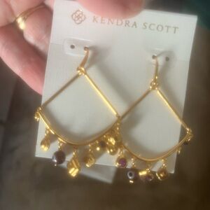 Kendra Scott Gold Hoop Earrings with Purple and Pink Accents